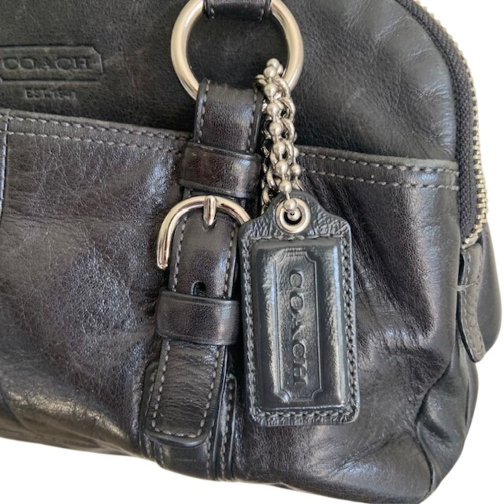 Coach Bonnie Satchel Black Leather Y2K Shoulder Bag 12695 Silver Hardware - Picture 2 of 13